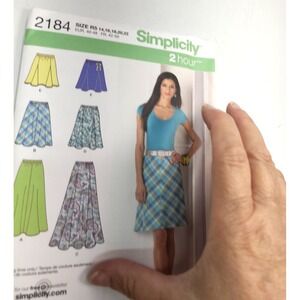 Simplicity 2184 Sz R5 14-22 Sewing Pattern Factory Fold Uncut 2 Hour Skirts